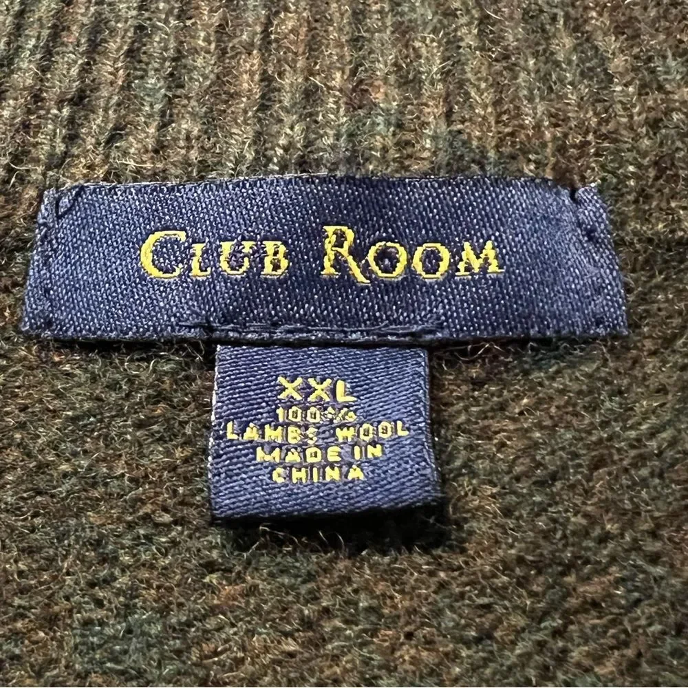 Club Room Mens 100% Lambswool Quarter Zip Sweater Size XXL Preppy Academia